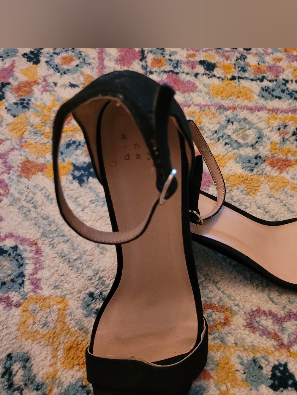 a new day Black Ankle-Strap Block Heel Sandals